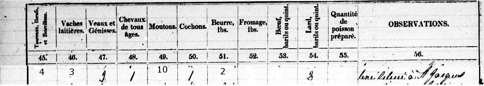Data From 1851 Census re Louis Rousseau Farm 4